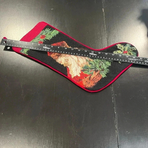 Vintage Imperial Elegance Cross Stitch Old World Santa Red Christmas Stocking - Picture 7 of 9